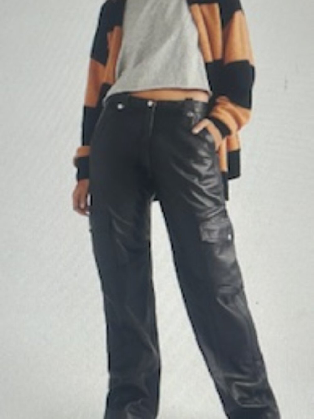 Free People x Understated Leather Black Leather DESTINY Lined Cargo Pants NWT